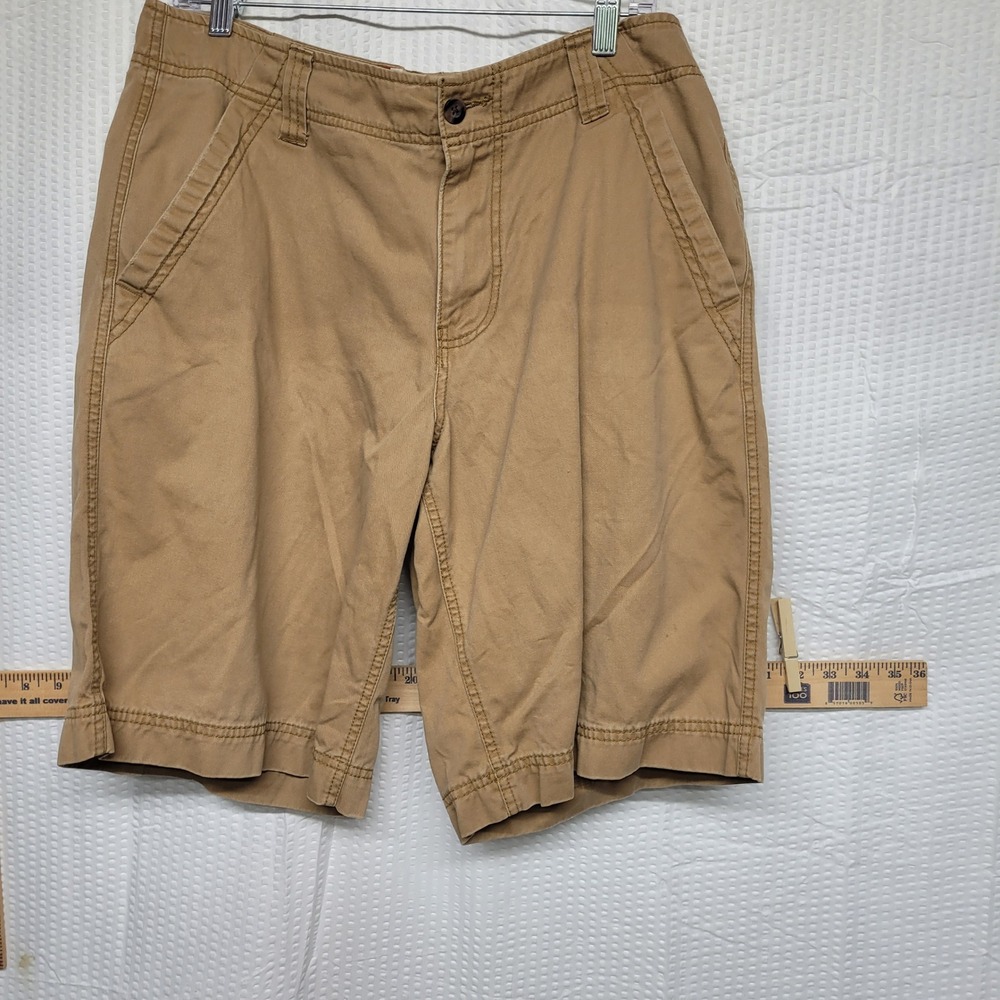 Mossimo Supply Co Mens Tan Khaki Flat Front Chino Shorts Size 34